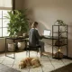 Modernhome Corner Desk with Bookshelf, Black