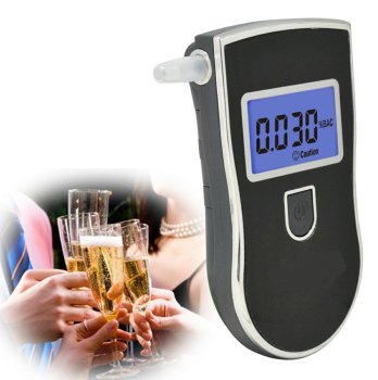 AT-818 Digital LCD Breathalyzer with 5 Mouthpieces, black