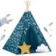 Nukido Kids Teepee Tent with Lights, Blue