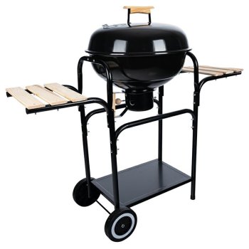 Garden grill with lid, round, on wheels, hq