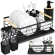 Dish Drying Rack Massido MS-600 with Tray and Cutlery Holder, Black