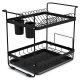 Massido MS-602 2-Tier Dish Drying Rack with Drainboard, black