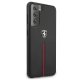 Ferrari Samsung Galaxy S21+ Case Off Track Leather Nylon Stripe, Black