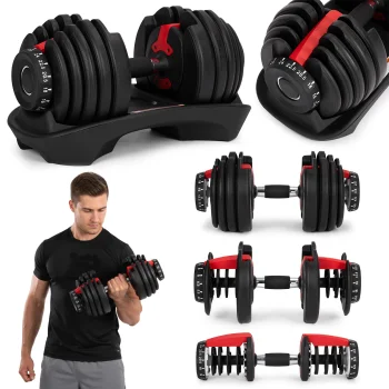 Movepro Adjustable Cast Iron Dumbbell with Stand, 2.5-24 kg