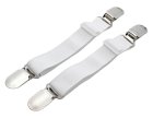 Adjustable Bed Sheet Fasteners with Clips, 2 Pack, White