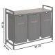 Massido 3-Compartment Laundry Sorter with Shelf 120 L