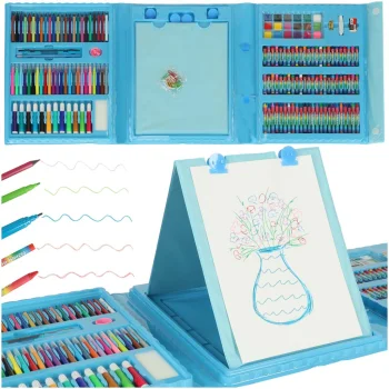 Art Supplies Painting Set in a Case, 208 Pcs, Blue