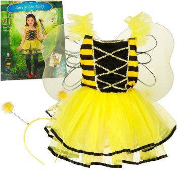Kids Bee Costume for Girls with Wings and Headband, 3-Piece Fancy Dress Set