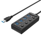 Orico USB 3.0. Hub with switches, 5x USB (black)