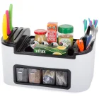 Multifunctional Kitchen Organizer for Cutlery and Spices, White/Black