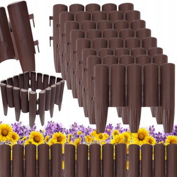 Garden Palisade Flowerbed Barrier Fence 215cm, Set of 8 Elements