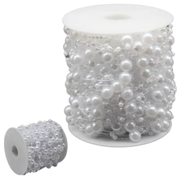 White Pearl Christmas Tree Garland 5m 8mm