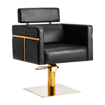 Gabbiano Toledo Hairdressing Chair, Black with Gold Base