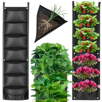 Vertical Felt Plant Bag, 7 Pockets, Hanging