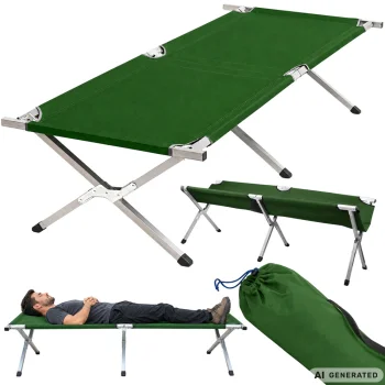 Folding Camping Bed, Green, 187x70 cm