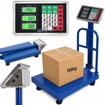Electronic Platform Scale with Backrest, 100kg, LCD, Blue