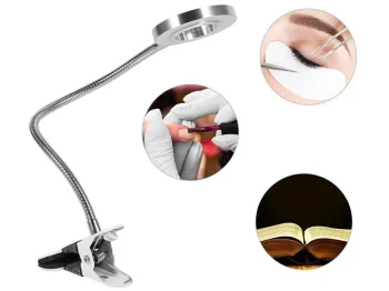 24 LED Desk Lamp with Clip, USB, White/Silver
