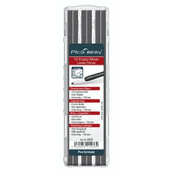 Pica BIG Dry 6050 Carpenter Refill Leads 2H, 12 Pack