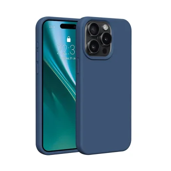 Etteri Silicone Case for iPhone 15 Pro Max 6.7", Dark Blue