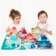 ECOTOYS Educational Wooden City Building Blocks Set with Play Mat 121 Pcs