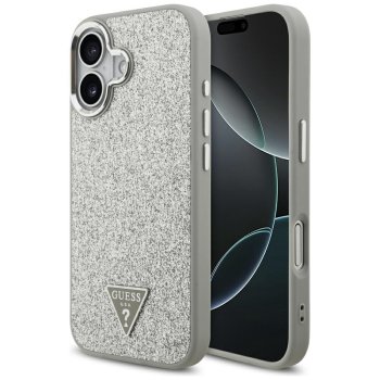 Guess Glitter Triangle Logo MagSafe Phone Case Cover iPhone 17 - silver