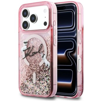 Karl Lagerfeld Liquid Glitter Karl Script Logo MagSafe Phone Case Cover iPhone 17 Pro Max - Pink