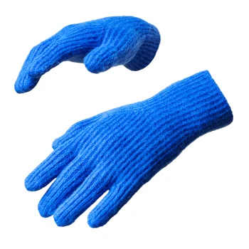 Braided Touchscreen Gloves with Finger Cutouts - Blue