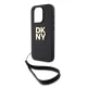 DKNY iPhone 15 Pro Case Wrist Strap Stock Logo, Black