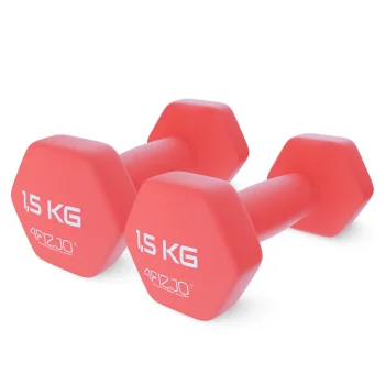 4FIZJO Vinyl Coated Cast Iron Dumbbells Classic 2 x 1.5 kg, Red