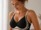 Women\'s Push-Up Sports Bra, Seamless, Black, Size L