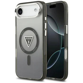Guess IML Gradient Triangle Logo MagSafe dėklas telefonui iPhone Air, juodas