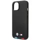BMW iPhone 14 Case Leather Stamp Tricolor MagSafe, Black