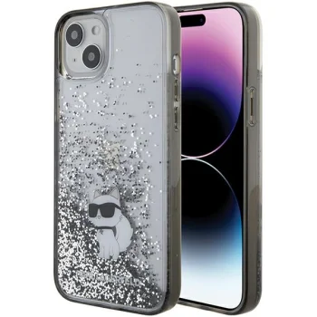 Karl Lagerfeld iPhone 15 Plus Case Liquid Glitter, Transparent