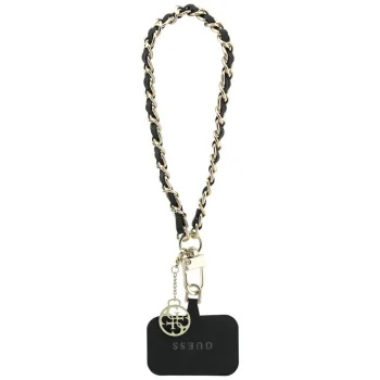 Guess Universal Hand Strap Saffiano Chain 4G Charm, Black