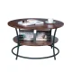 ModernHome Round Industrial Coffee Table with Shelf for Living Room