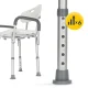 4Fizjo 1517 Adjustable Shower Chair with Backrest and Armrests, White/Grey