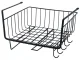 Under-Shelf Hanging Metal Basket with 5 Hooks and Paper Holder, Black