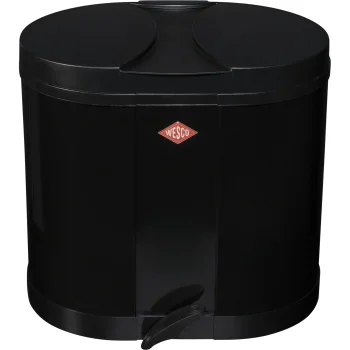 Wesco Eco-Double Bin Recycling Trash Can, 2x 15 L, Pedal Operated, Black