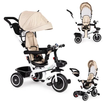 Ecotoys Tricycle with 360° Swivel Seat, Beige