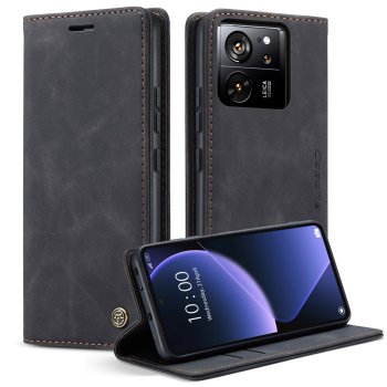 Xiaomi 13T / 13T Pro CASEME Wallet Magnetic Leather Case Cover, Black | Telefona Vāciņš Maciņš Apvalks Grāmatiņa