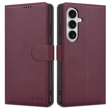 Tech-Protect Wallet Case for Samsung Galaxy S26, Burgundy