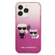 Apple iPhone 13 Pro 6.1\" Karl Lagerfeld Gradient Ikonik Karl & Choupette Case Cover (KLHCP13LTGKCP), Pink