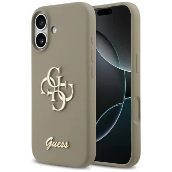Guess iPhone 17 Case Silicone Big 4G Script, Brown