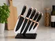 Kitchen Knife Set with Stand, 5 Knives, Black Marble
