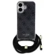 Guess iPhone 16 Case Crossbody Cord 4G Print, Black