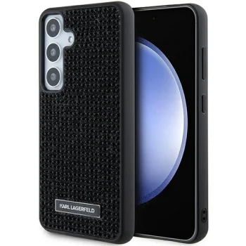 Karl Lagerfeld Samsung Galaxy S24 Case Rhinestone Metal Logo, Black