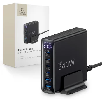 240W GaN Charging Station Tech-Protect DC240W-GaN 6 Ports Black