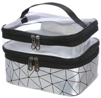 Silver Travel Cosmetic Case