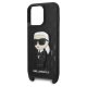 Apple iPhone 14 Pro 6.1\" Karl Lagerfeld Monogram Ikonik Patch Case Cover (KLHCP14LSTKMK), Black