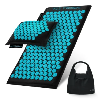 4FIZJO ECO Acupressure Mat with Pillow and Bag, Black/Blue